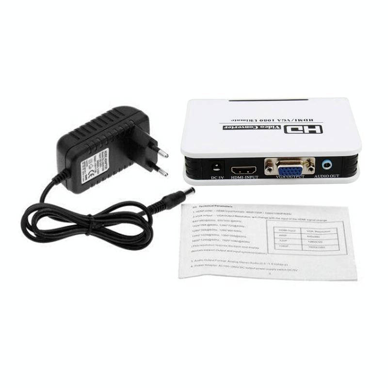 1080P HDMI to VGA adapter Digital to Analog Video Audio Converter Cable for Xbox 360 PS3 PS4 PC L...
