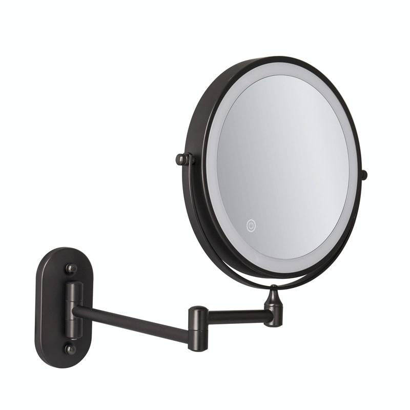 8 Inch Wall-Mounted Double-Sided Makeup Mirror LED Three-Tone Light Bathroom Mirror, Colour: Batt...