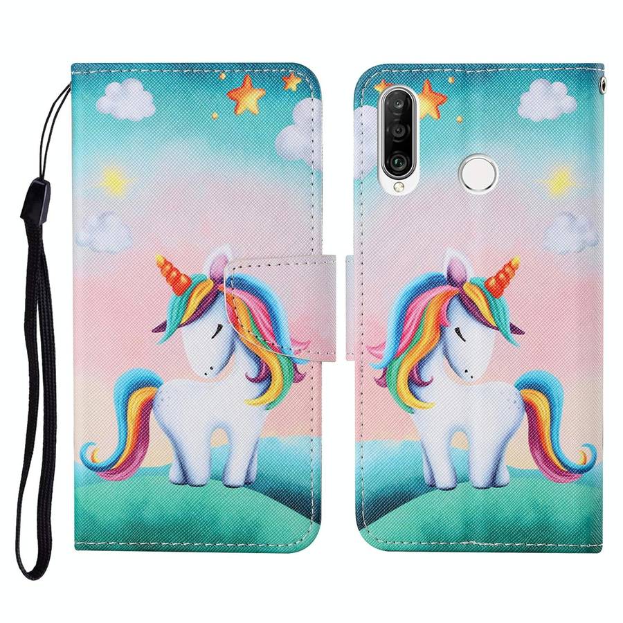 For Huawei P30 lite Colored Drawing Pattern Horizontal Flip Leather Case with Holder & Card Slots...