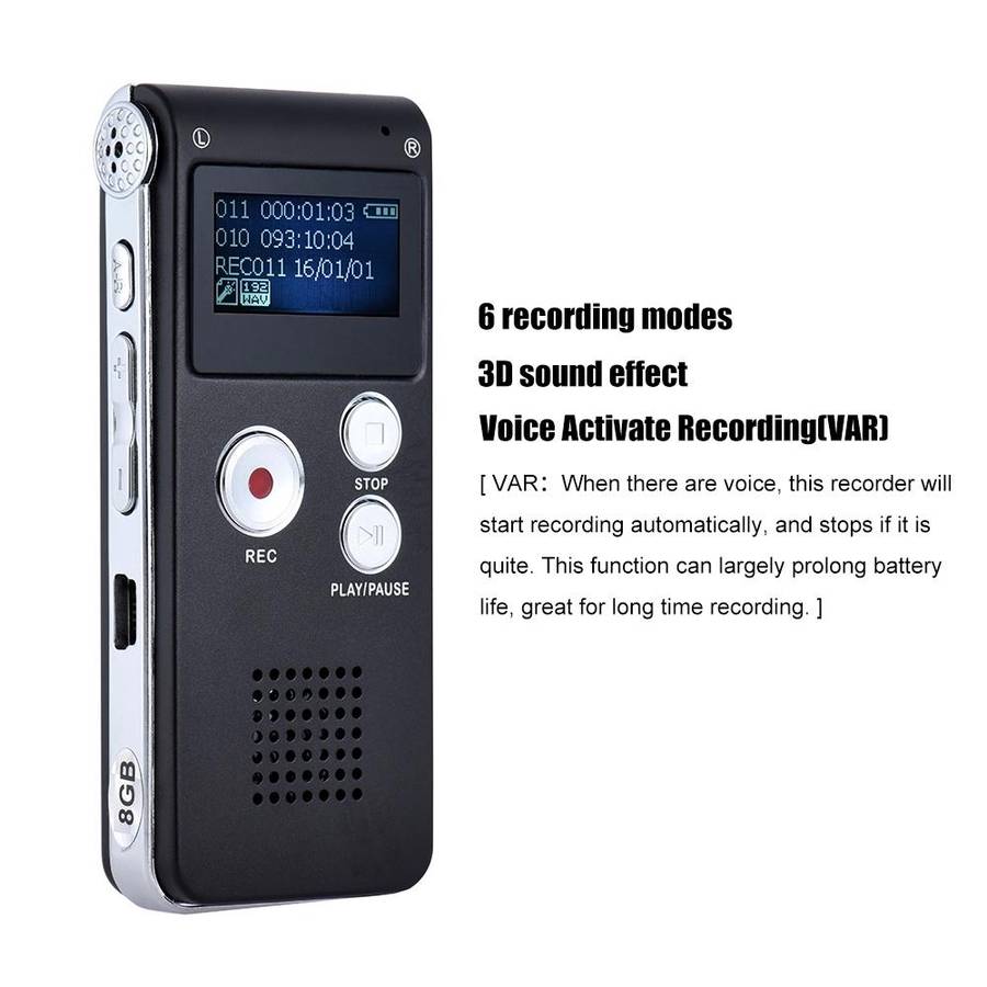 SK-012 4GB USB Dictaphone Digital Audio Voice Recorder with WAV MP3 Player VAR Function(Grey)
