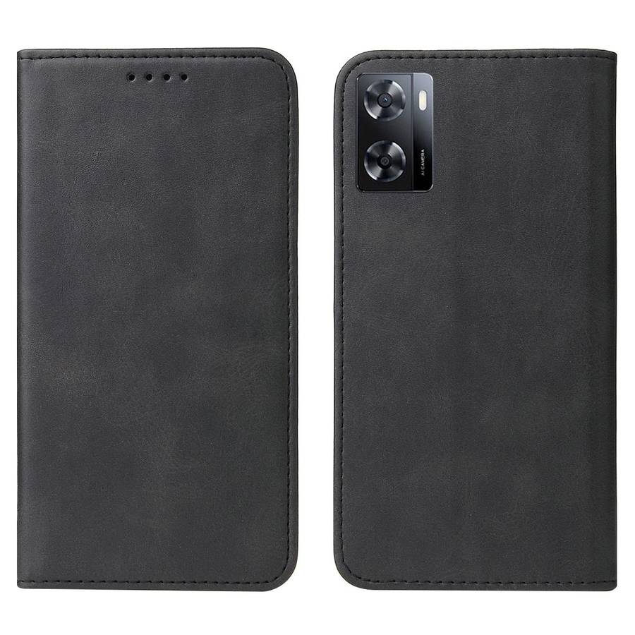 For OPPO A57 4G Magnetic Closure Leather Phone Case(Black)