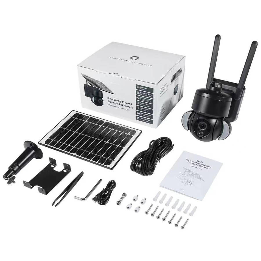 SHIWOJIA IP66 Waterproof 4G 3MP Solar Dome IP Camera, Two-way Audio & PIR Motion Detection & Nigh...
