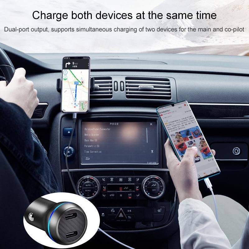 ACC-580 PD 40W Dual Type-C / USB-C Ports Fast Charging Car Charger(Black)