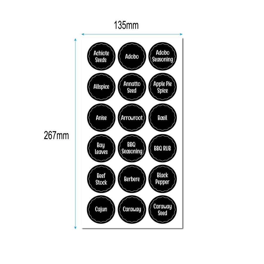144 PCS Printed Spice Jar Labels Pantry Stickers Blackboard Stickers(Diameter 3.8cm)