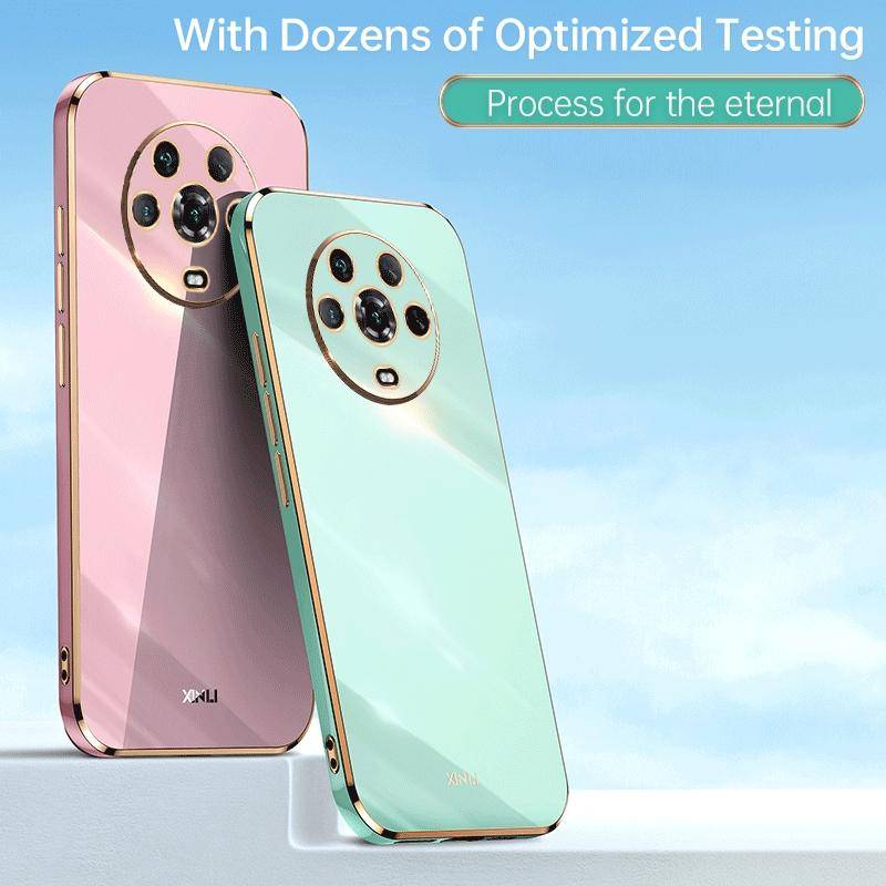For Honor X8 5G XINLI Straight 6D Plating Gold Edge TPU Shockproof Case(Cherry Purple)