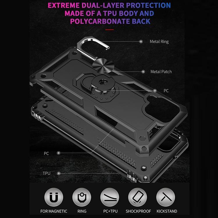 For Samsung Galaxy A12 5G Shockproof TPU + PC Protective Case with 360 Degree Rotating Holder(Black)