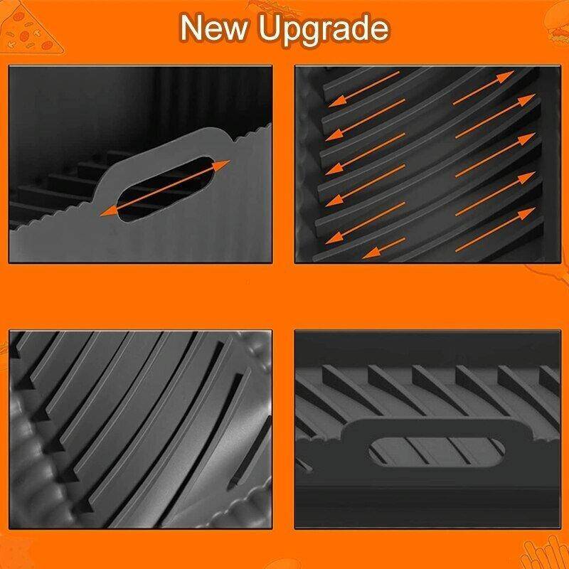 For Ninja DZ201 Air Fryer Silicone Mat Foldable Reusable Basket Tray(Black)