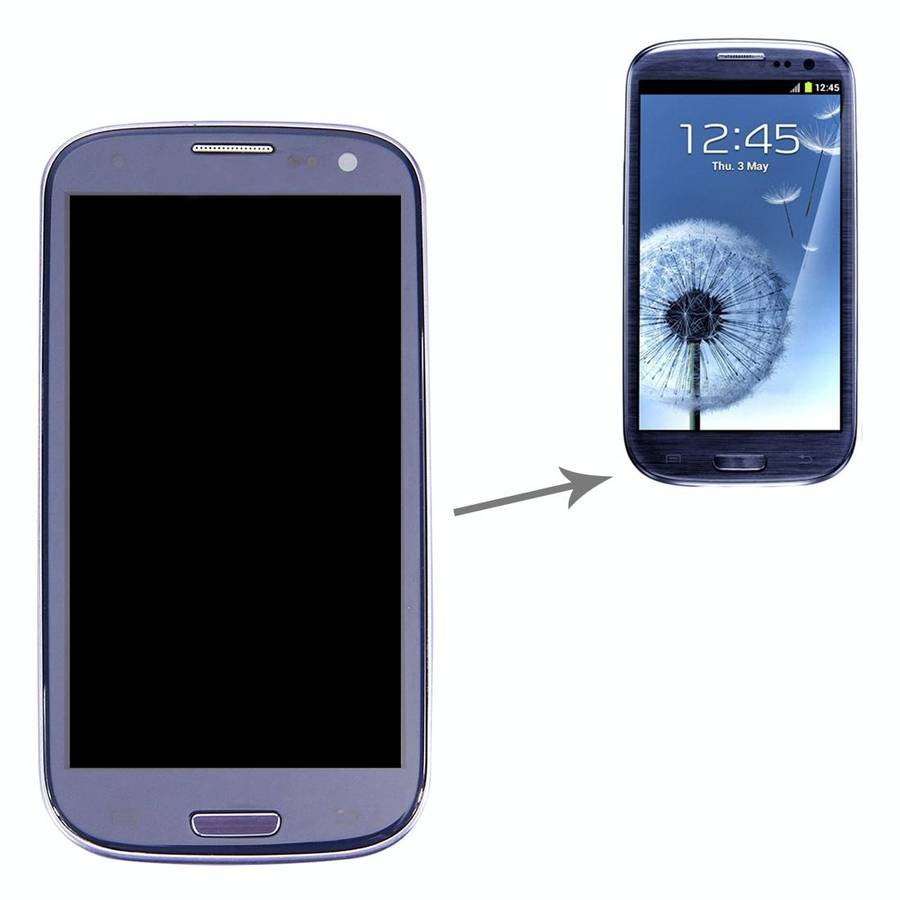 LCD Display (4.65 inch TFT) + Touch Panel with Frame for Galaxy SIII / i9300 (Pebble Blue)