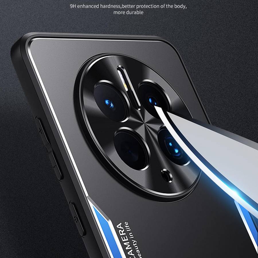For Huawei Mate 50 Pro Blade Series TPU + Titanium Alloy Phone Case(Black Gold)