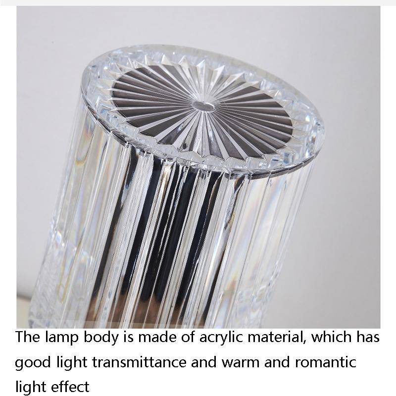 USB Charging Touch Diamond Crystal Table Lamp, Specification: USB Charging(Tri-tone Light)(Transp...