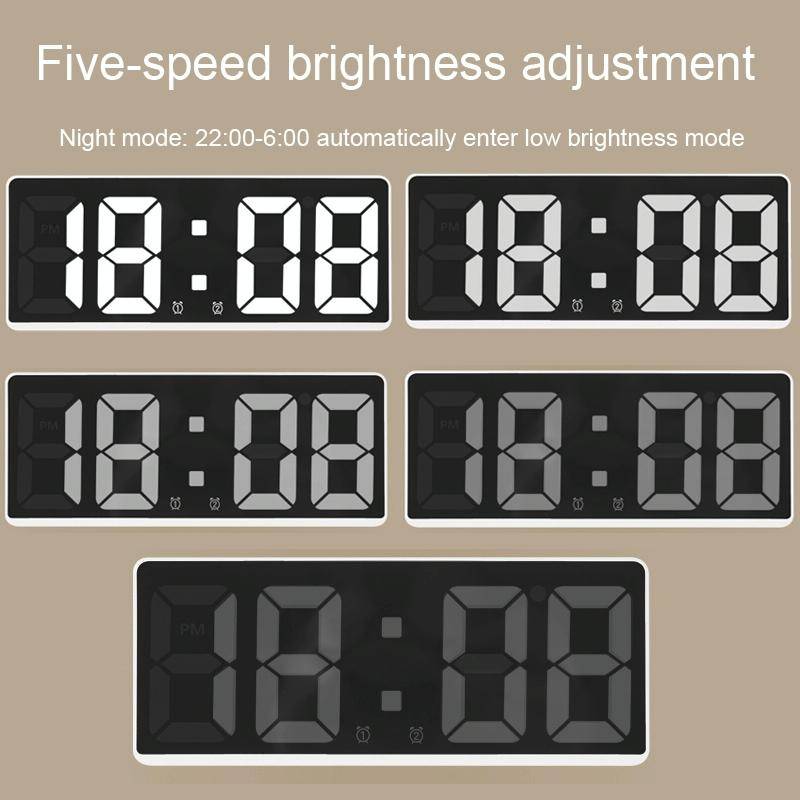 LED Bedside Alarm Clock Battery Plug-In Dual-Purpose Clock(White)