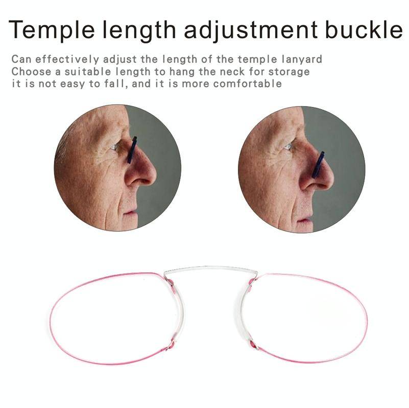 Pince-nez Reading Glasses Frameless Magnifying Glasses, Degree: +250(Red)