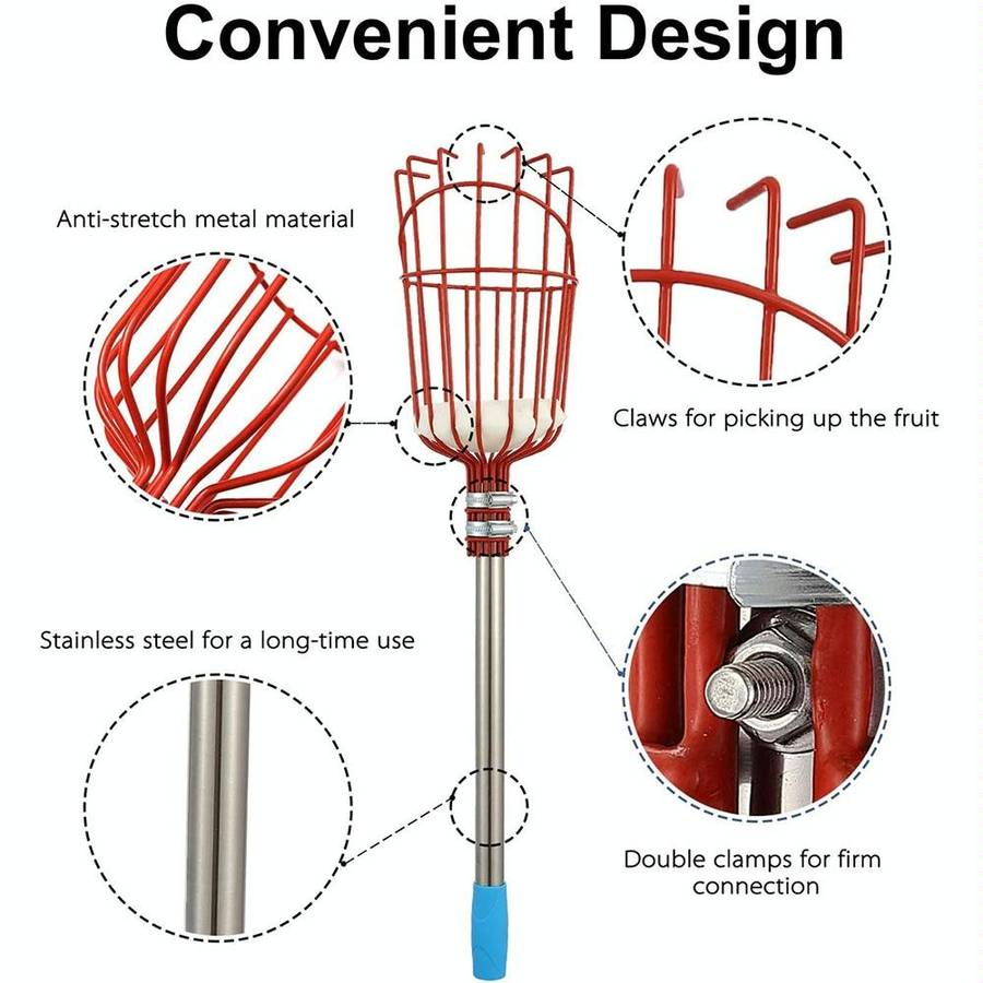 Stainless Steel Aerial Fruit Picker Fruit Picking Tools, Specification: 4 Sections 1.6m