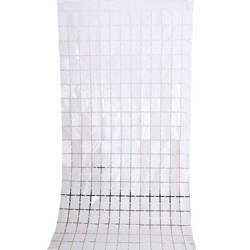 2 PCS 1x2M Square Rain Silk Door Curtain Birthday Party Background Wall Decoration(White)