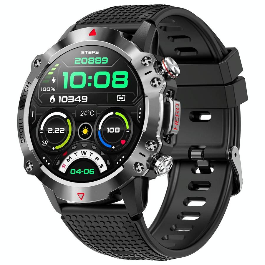 K10 1.39 inch IP67 Waterproof Smart Watch, Support Heart Rate / Sleep Monitoring(Black Silver)