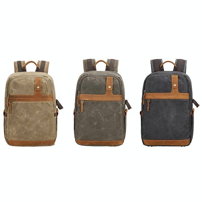 D1383 Outdoor SLR Digital Camera Backpack Waterproof Batik Canvas Camera Bag(Green)