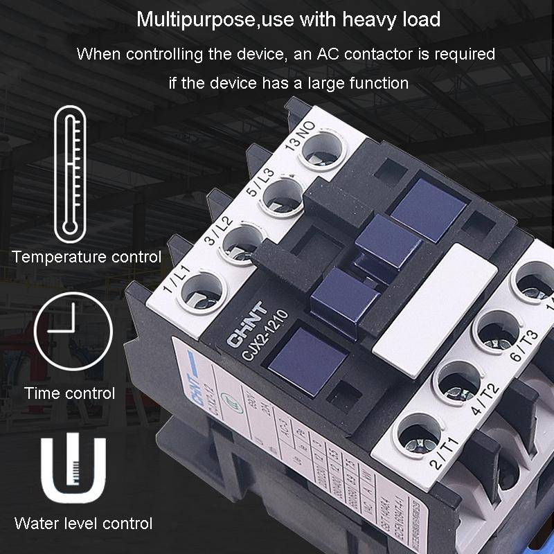 CHNT CJX2-1210 12A 220V Silver Alloy Contacts Multi-Purpose Single-Phase AC Contactor