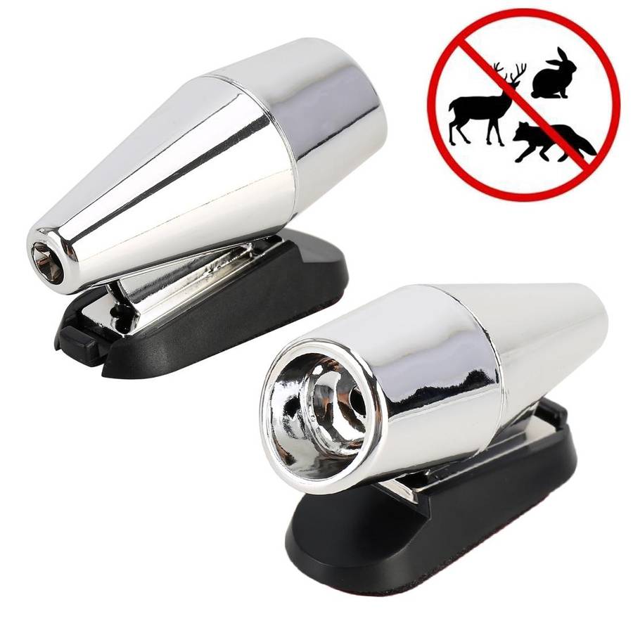 Car ABS Deer Alert Sound Alarm Ultrasonic Wind Power Animal Repeller(Black Silver)
