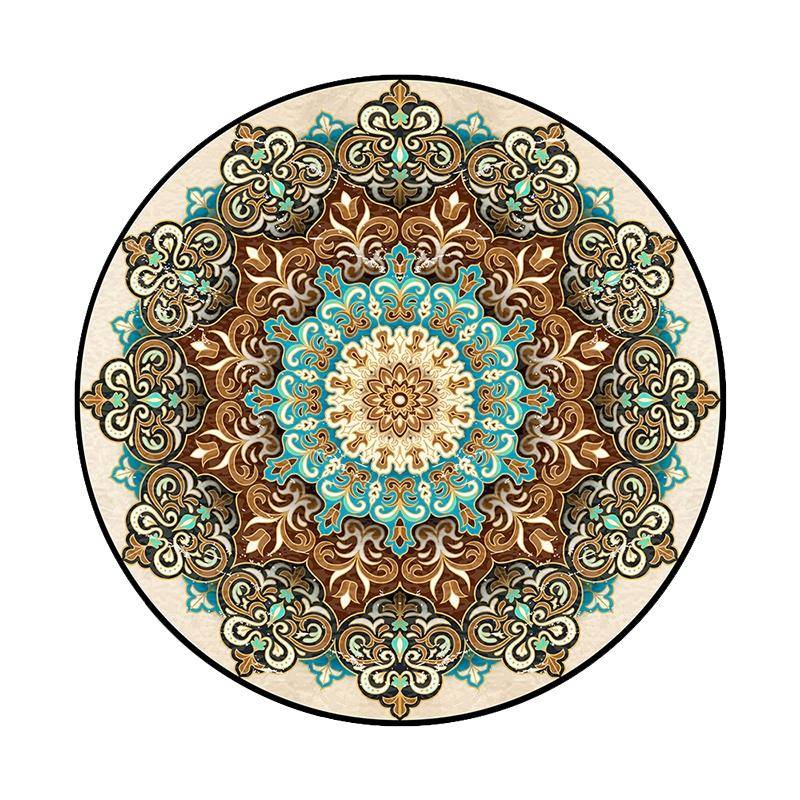 Ethnic Carpet Camel Mandala Flower Carpet Non-slip Floor Mat, Size:Diameter 40cm(Gray)