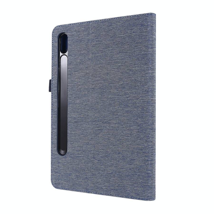 For Samsung Galaxy Tab S8 Ultra Horizontal Flip Fabric Leather Tablet Case with Card Slots & Hold...