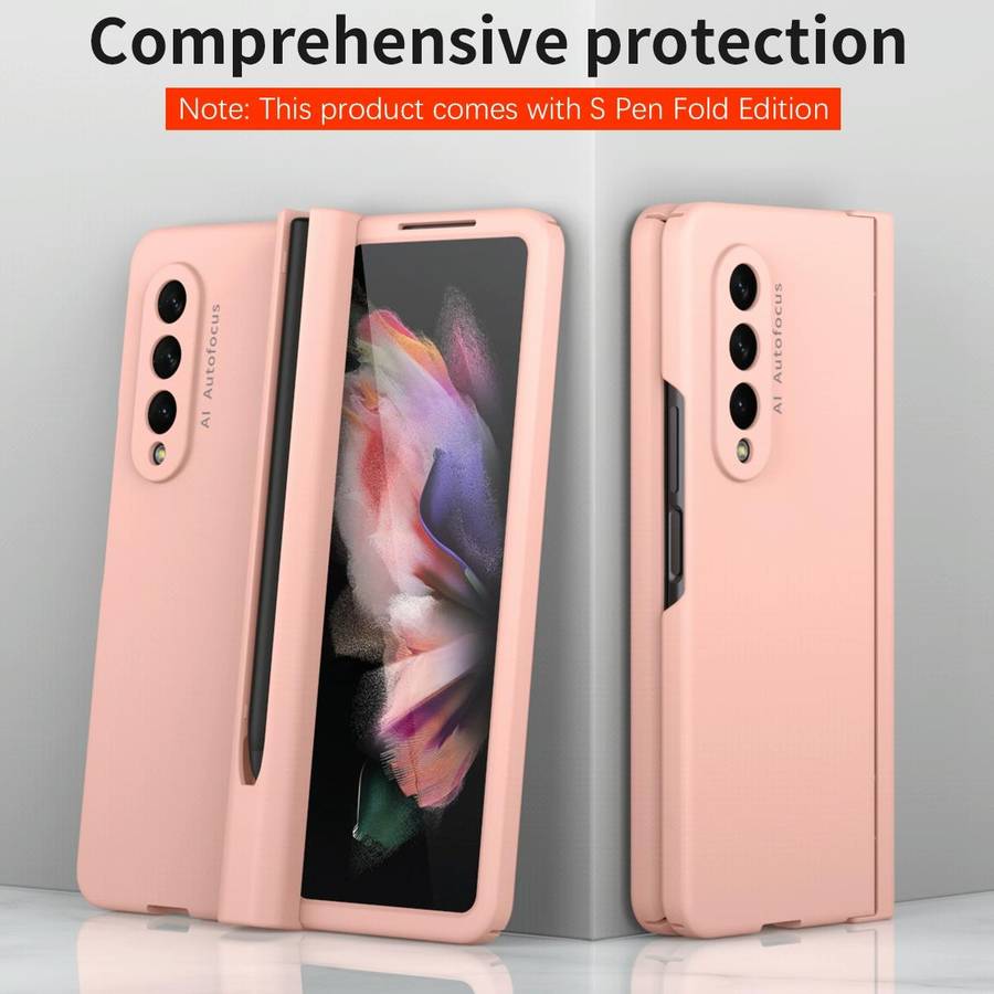 For Samsung Galaxy Z Fold3 5G Macaron Hinge Phone Case with Stylus Pen Fold Edition & Protective ...