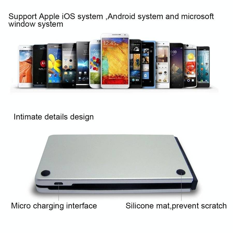 F66 Foldable Bluetooth Wireless 66 Keys Keyboard, Support Android / Windows / iOS (Silver)