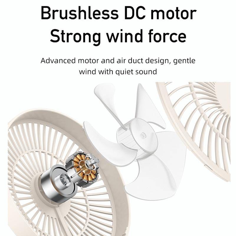 WSK302 4000mAh Swivel Head Wall Mounted Fan with Night Light(Black)
