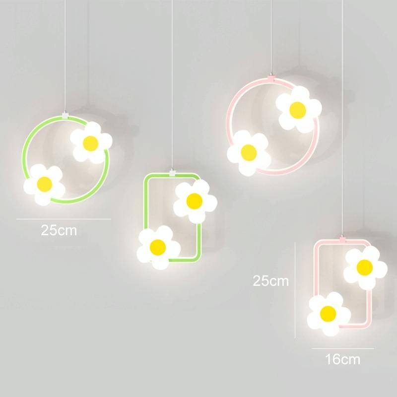 Children Room Bedside Warm Sunflower Chandelier, Color: Round Pink 3 Color Dimmer