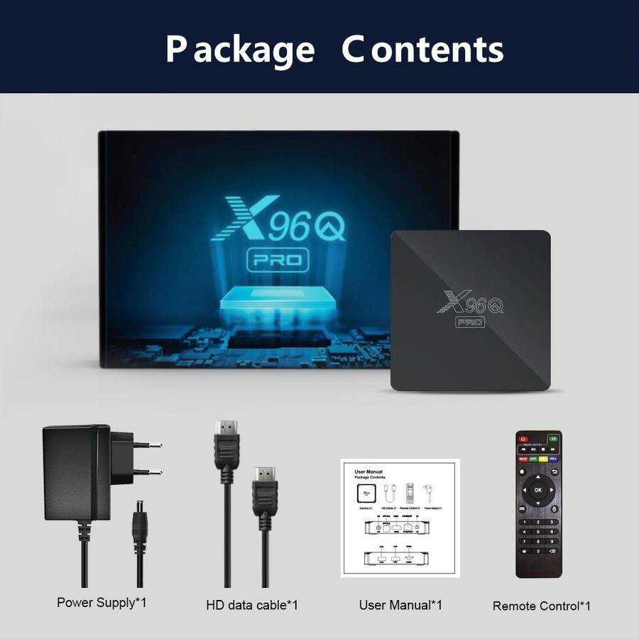 X96Q PRO 4K Smart TV BOX Android 10.0 Media Player, Allwinner H313 Quad Core ARM Cortex A53, RAM:...