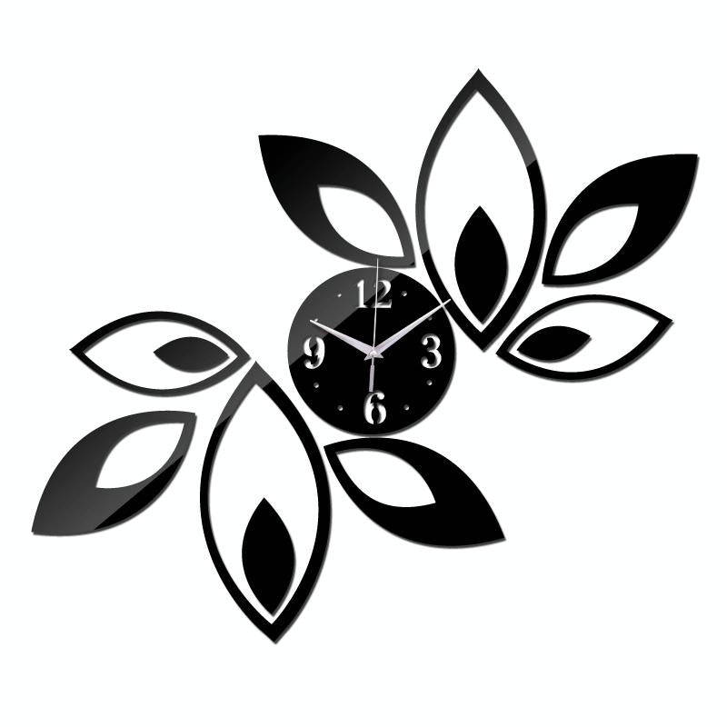 Flower Art Modern Design DIY Removable 3D Crystal Mirror Wall Clock Wall Sticker Living Room Bedr...