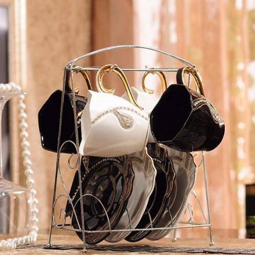 Diamonds Design Coffee Mug Creative Gift Lovers Tea Cups 3D Ceramic Mugs with Rhinestones(Black)