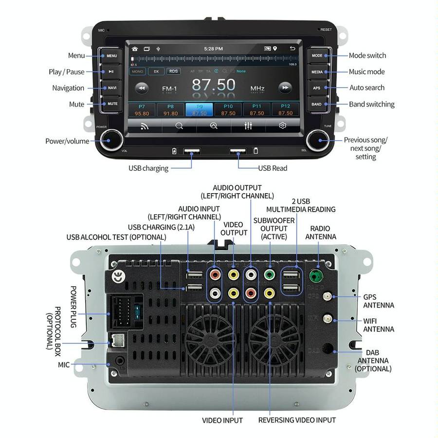 S9070 For Volkswagen 7 inch Portable Car MP5 Player Support CarPlay / Android Auto, Specification...