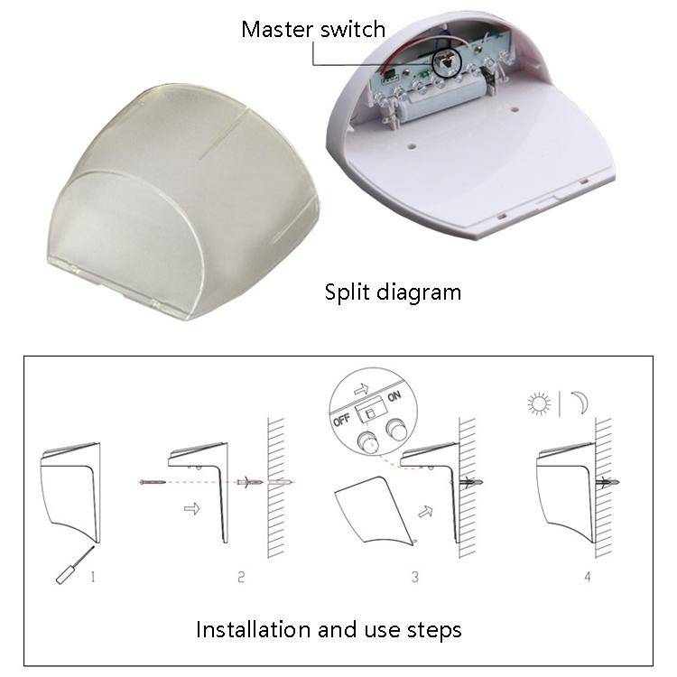 8 LED Light Control Solar Garden Wall Light Outdoor Fence Light Lawn Light Street Lamp(Warm Light)