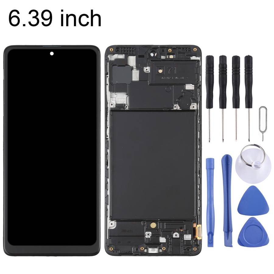 OLED LCD Screen for Samsung Galaxy A71 SM-A715(6.39 inch) Digitizer Full Assembly with Frame (Black)