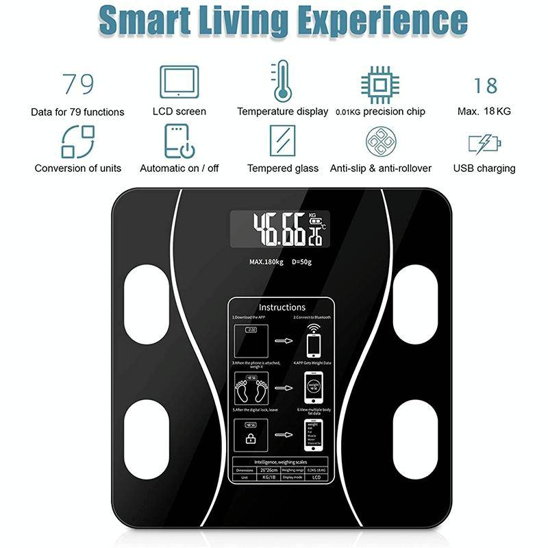 Smart Bluetooth Weight Scale Home Body Fat Measurement Health Scale Battery Model(Curve White)