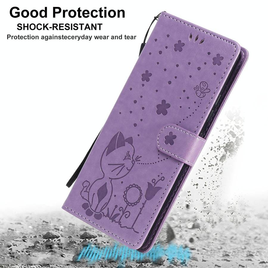For Huawei Y9a Cat Bee Embossing Pattern Shockproof Horizontal Flip Leather Case with Holder & Ca...