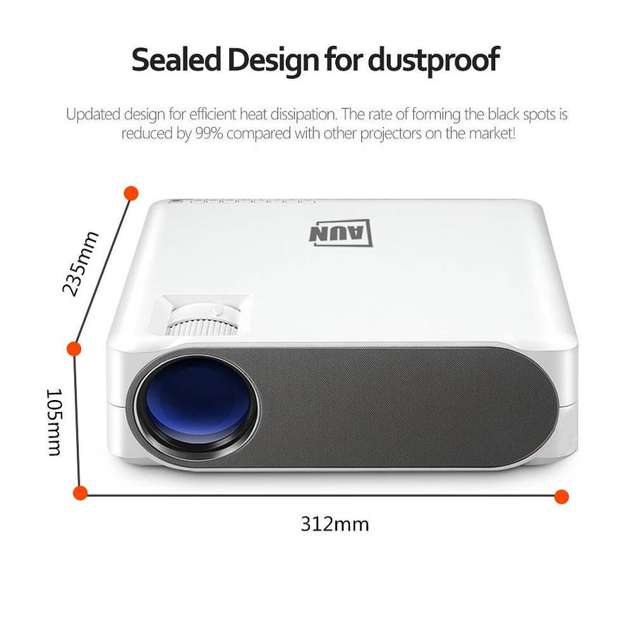 AUN AKEY6 5.8 inch 5500 Lumens 1920x1080P Portable HD LED Projector with Remote Control, Support ...