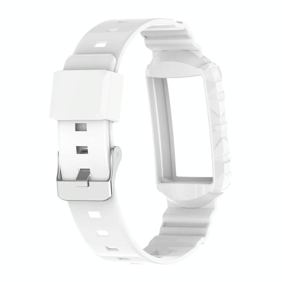 For Fitbit Charge 4 Silicone One Body Armor Watch Band(White)