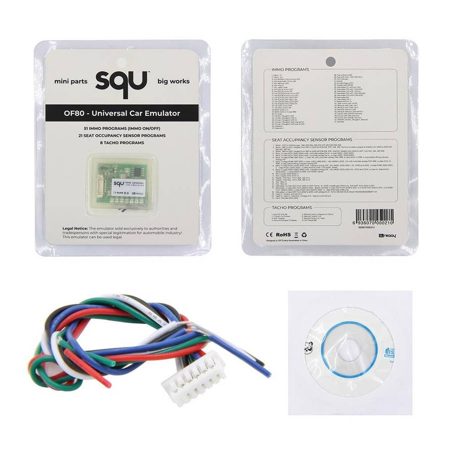 SQU OF80 Universal Car Emulator Signal Reset Immo / Tacho Programs Place ESL Diagnostic Seat Occu...