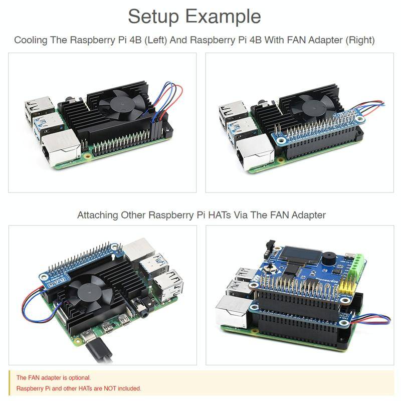 Waveshare Dedicated All-In-One Aluminum Alloy Cooling Fan For Raspberry Pi 4B