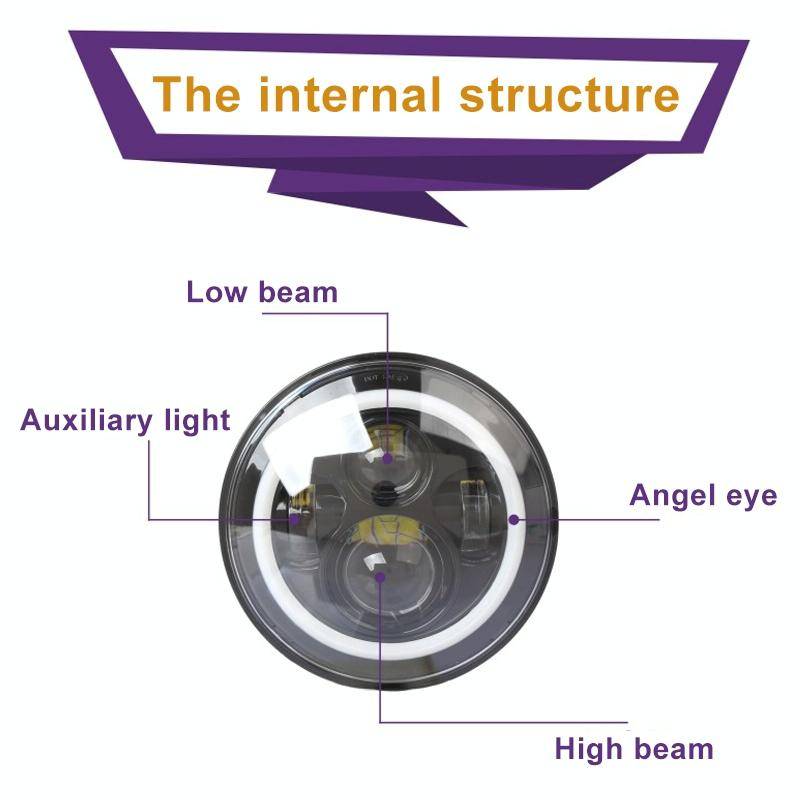2 PCS 7 inch IP68 Waterproof 6500K 75W CREE LED Headlight Hi/Lo Beam Driving Lamp for Jeep Wrangl...