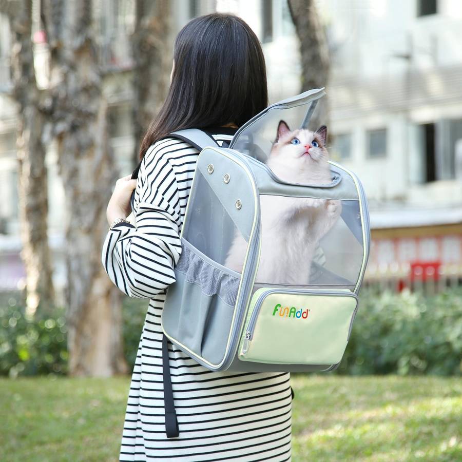 FUNADD Fold Breathable Pet Backpack Outdoor Shoulders Cat Bag(Yellow)