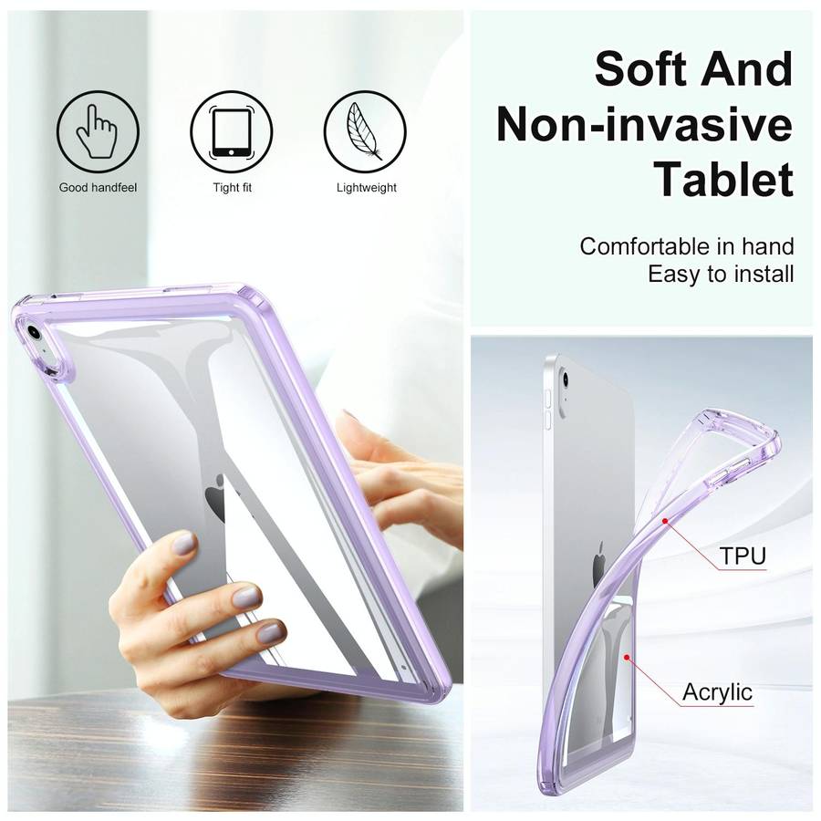 For iPad 10th Gen 10.9 2022 Transparent Acrylic Tablet Case(Black)