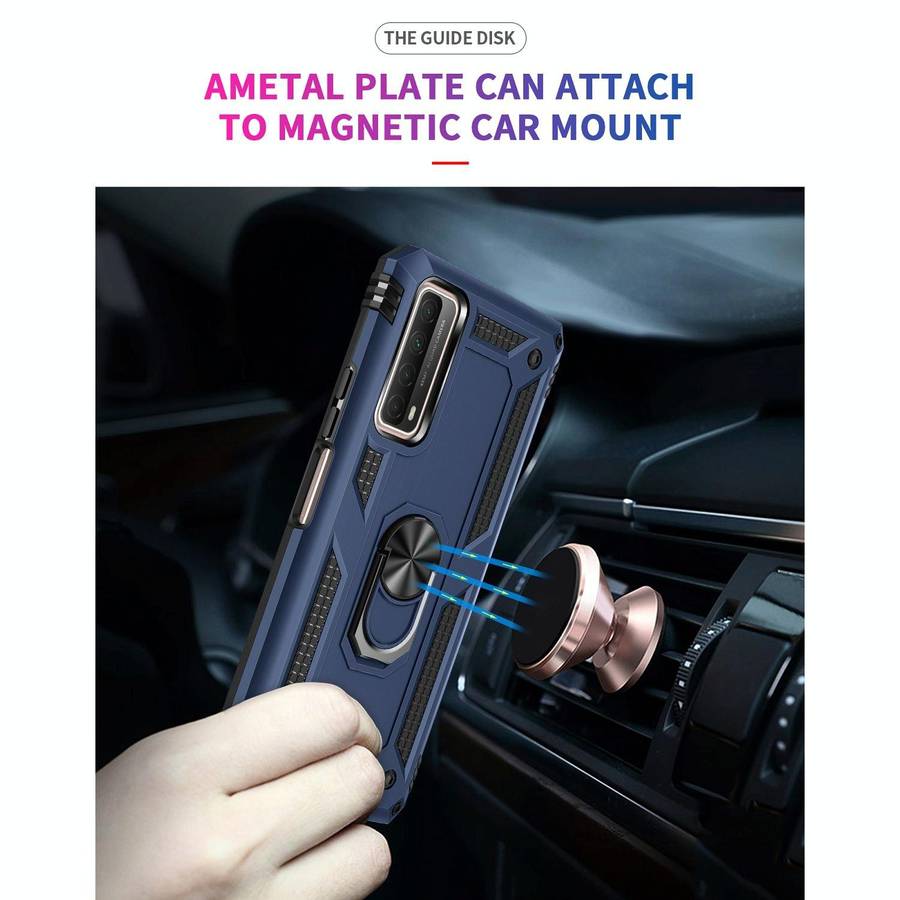 For Huawei P Smart 2021 Shockproof TPU + PC Protective Case with 360 Degree Rotating Holder(Blue)