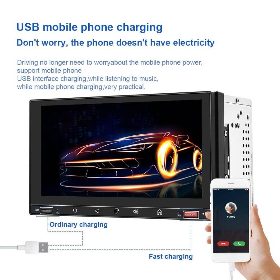 A2916 7 inch Dual-spindle Universal MP5 Car Carplay MP4 Player, Style: Standard+8 Light Camera