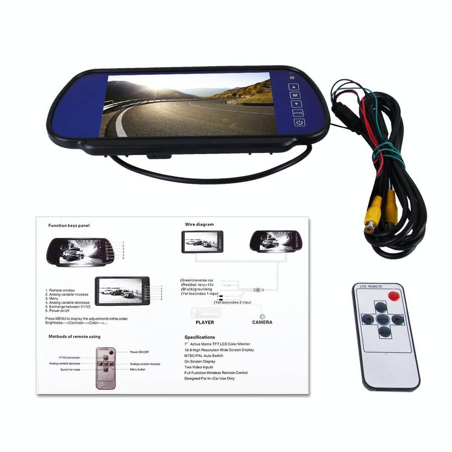 7 inch 800*480 Rear View TFT-LCD Color Car Monitor, Support Reverse Automatic Screen Function