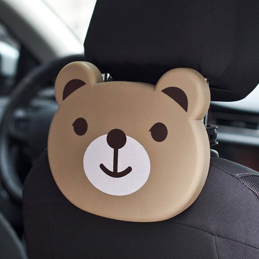 Cartoon Style Foldable Back Car Seat Drink Holder Back Seat Food Tray Storage Organizer Table(Brown)