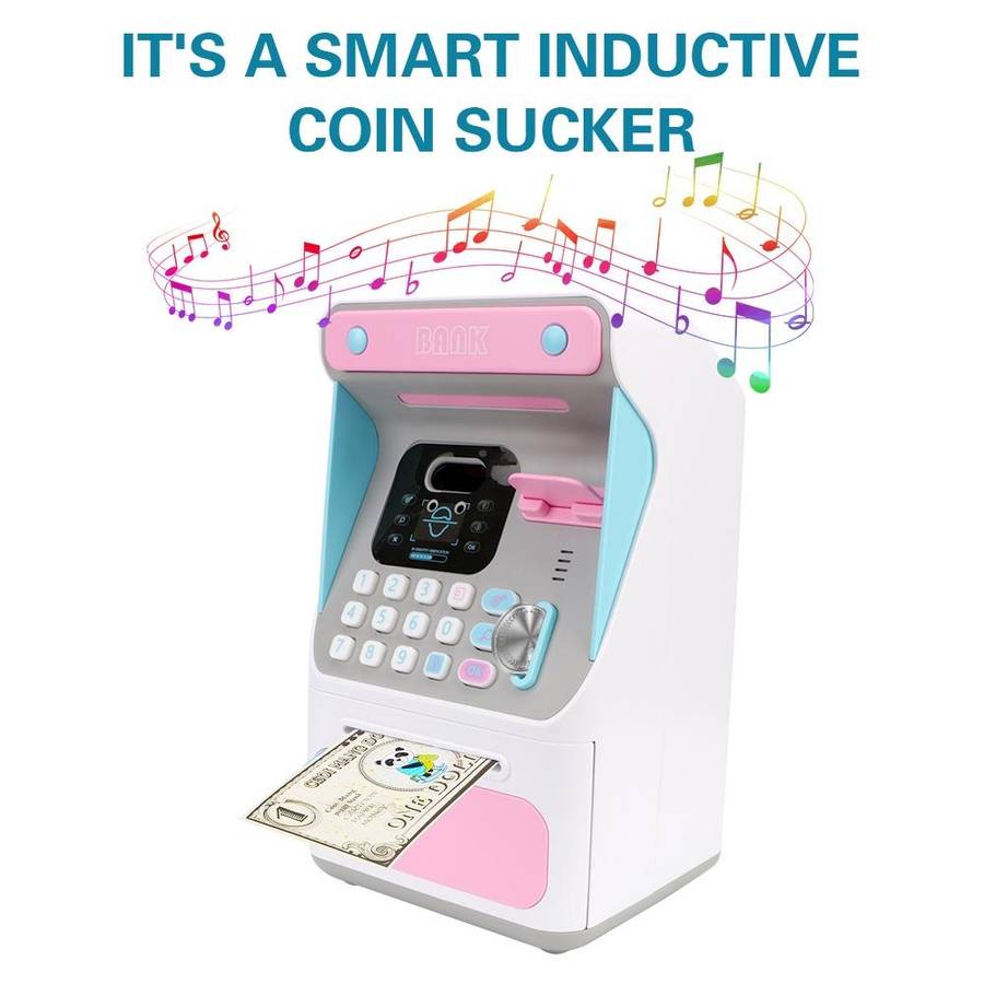 8010 Simulated Face Recognition ATM Machine Piggy Bank Password Automatic Rolling Money Safe Pigg...