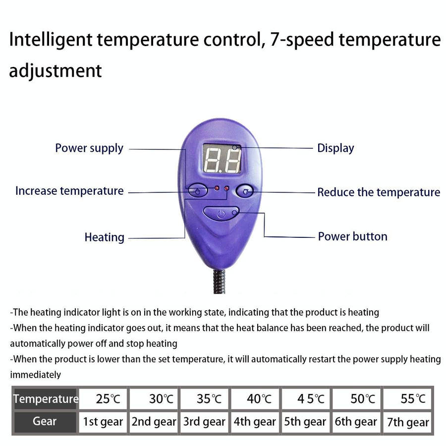 65x40cm Blue 12V Low Voltage Multifunctional Warm Pet Heating Pad Pet Electric Blanket(UK Plug)