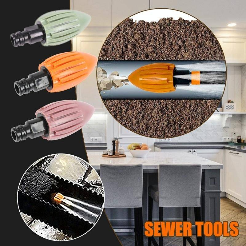 Water Rocket Washer Garden Hose Cleaning Head Drainage Trench Pressure Washer(Brown)